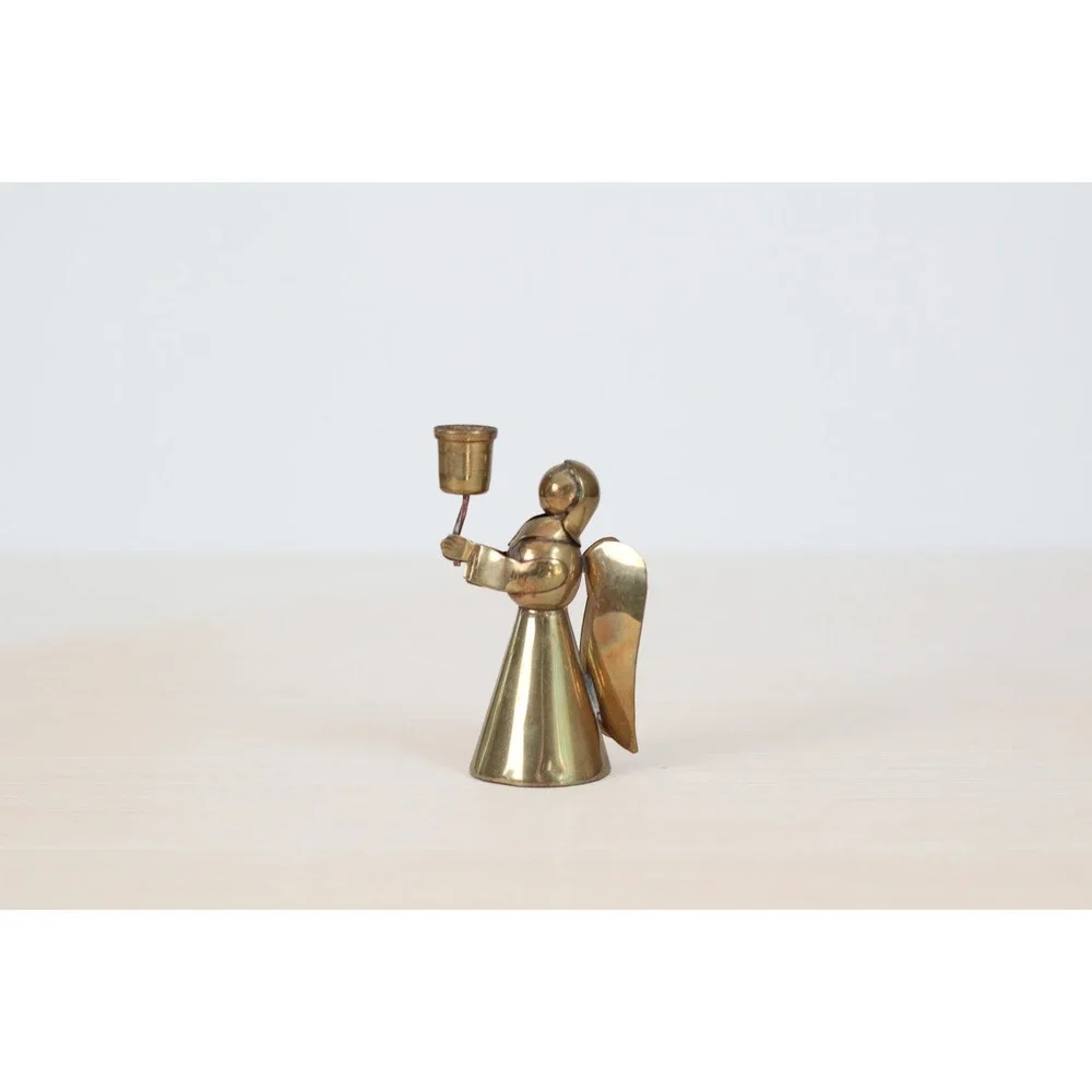 Vintage Brass Angel Candle‎ Holder, Mid-Century Holiday Decor